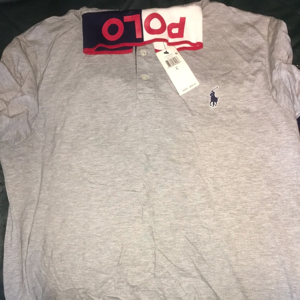 Grey Red White & Blue Polo